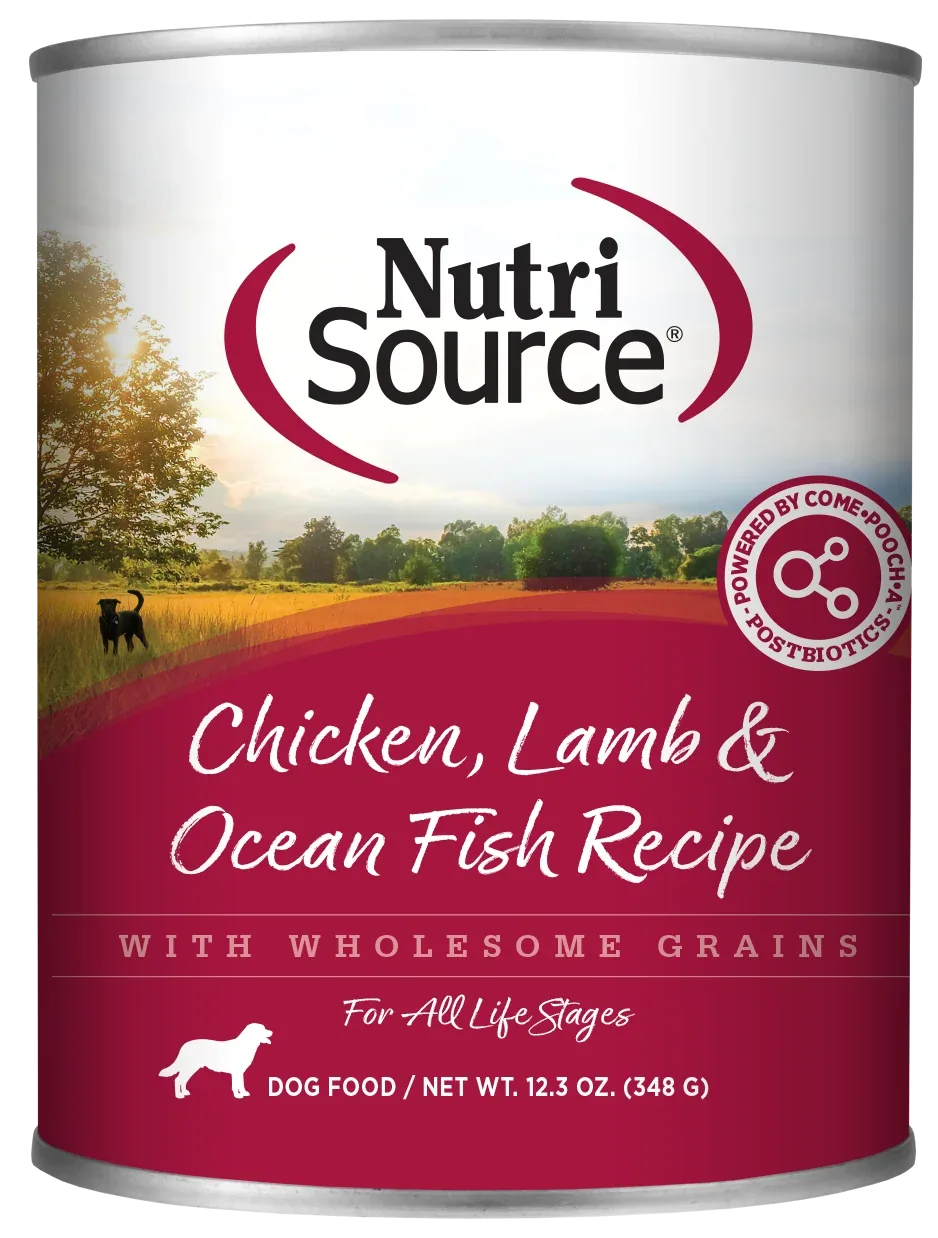 NutriSource Canned Dog Food Chicken, Lamb & Ocean Fish 12ea/12.3 oz