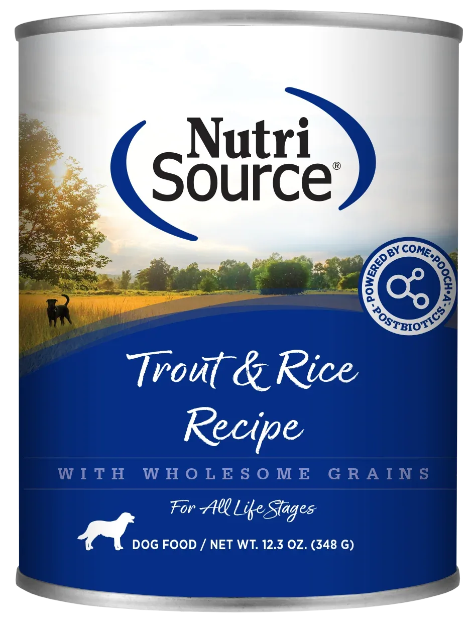 NutriSource Canned Dog Food Trout & Rice 12ea/12.3 oz