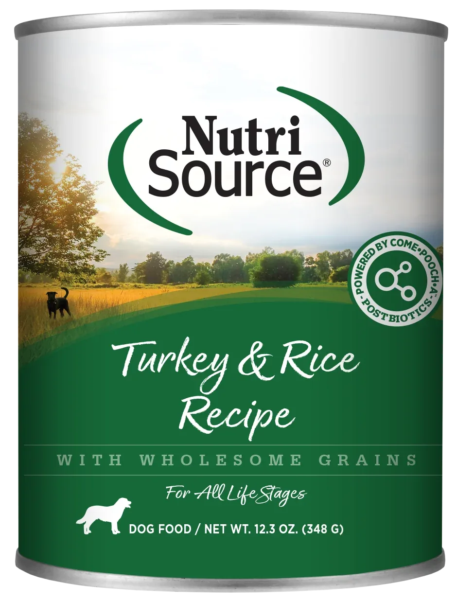 NutriSource Canned Dog Food Turkey & Rice 12ea/12.3 oz