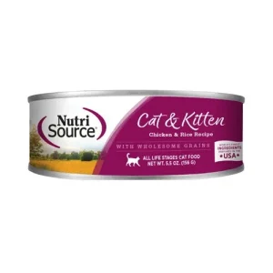 NutriSource Cat & Kitten All Life Stages Canned Cat Food Chicken & Rice, 5.5 oz