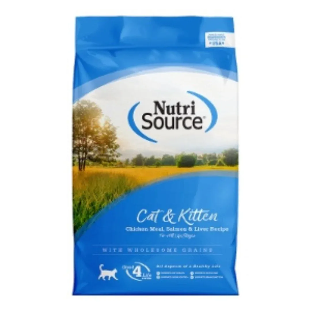 NutriSource Cat & Kitten All Life Stages Dry Cat Food Chicken Meal, Salmon & Liver 12 lb