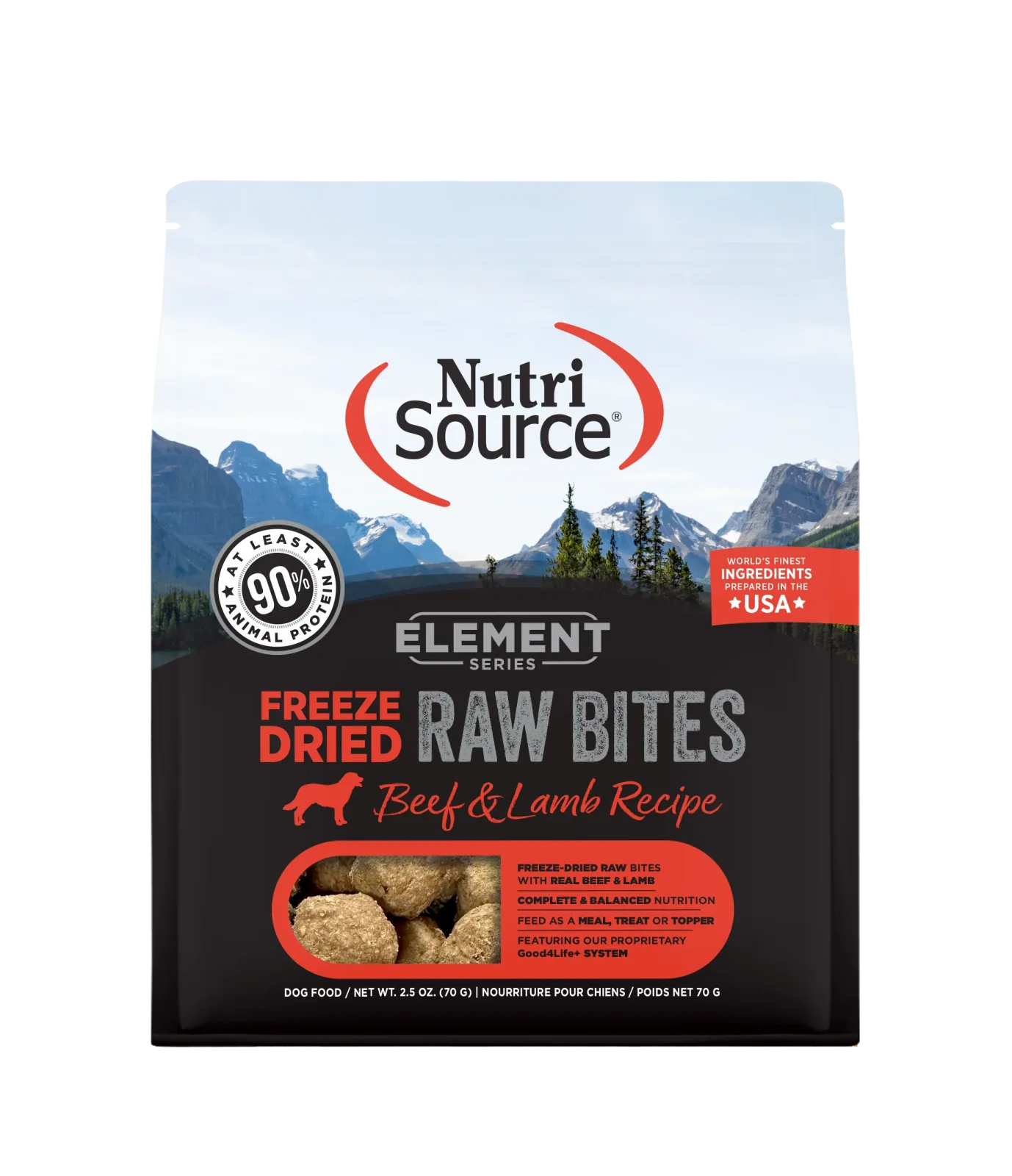 NutriSource Element Freeze Dried Raw Bites Dry Dog Food Beef & Lamb 2.5 oz