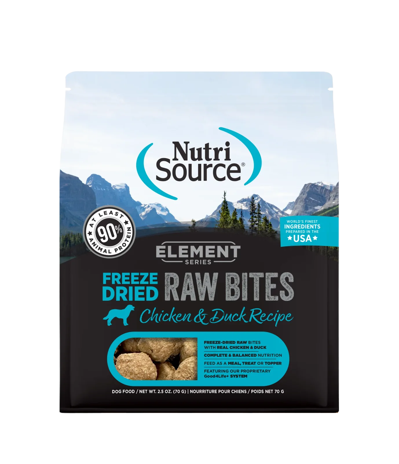 NutriSource Element Freeze Dried Raw Bites Dry Dog Food Chicken & Duck 2.5 oz