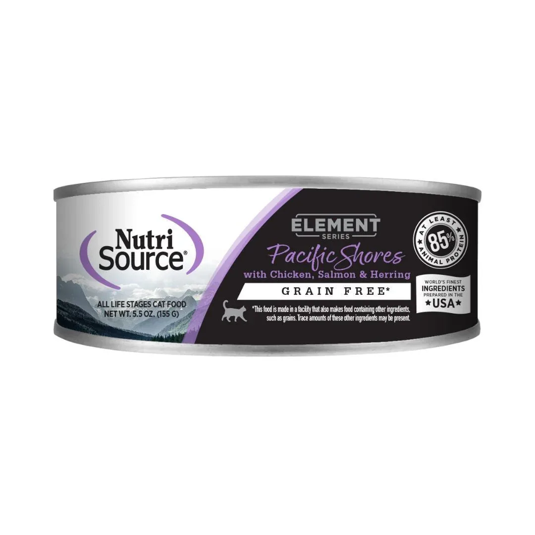 NutriSource Element Series Grain-Free Wet Cat Food - Chicken, Salmon & Herring, 5.5 oz each, Case of 12