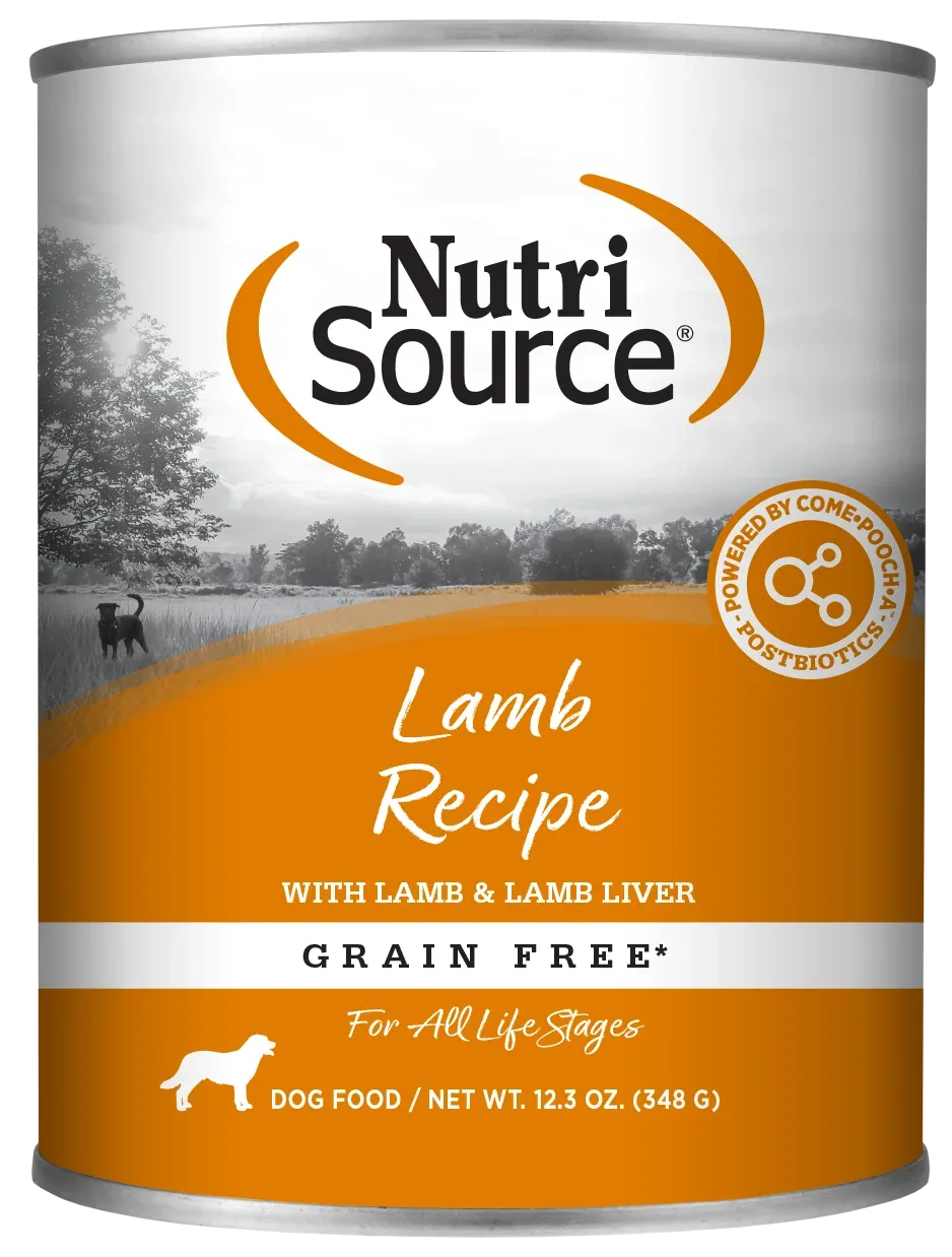 NutriSource Grain Free Canned Dog Food Lamb 12ea/12.3 oz