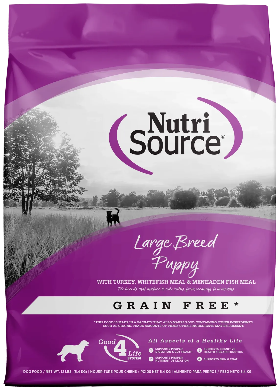 NutriSource Large Breed Puppy Grain Free Dry Dog Food Turkey 12 lb