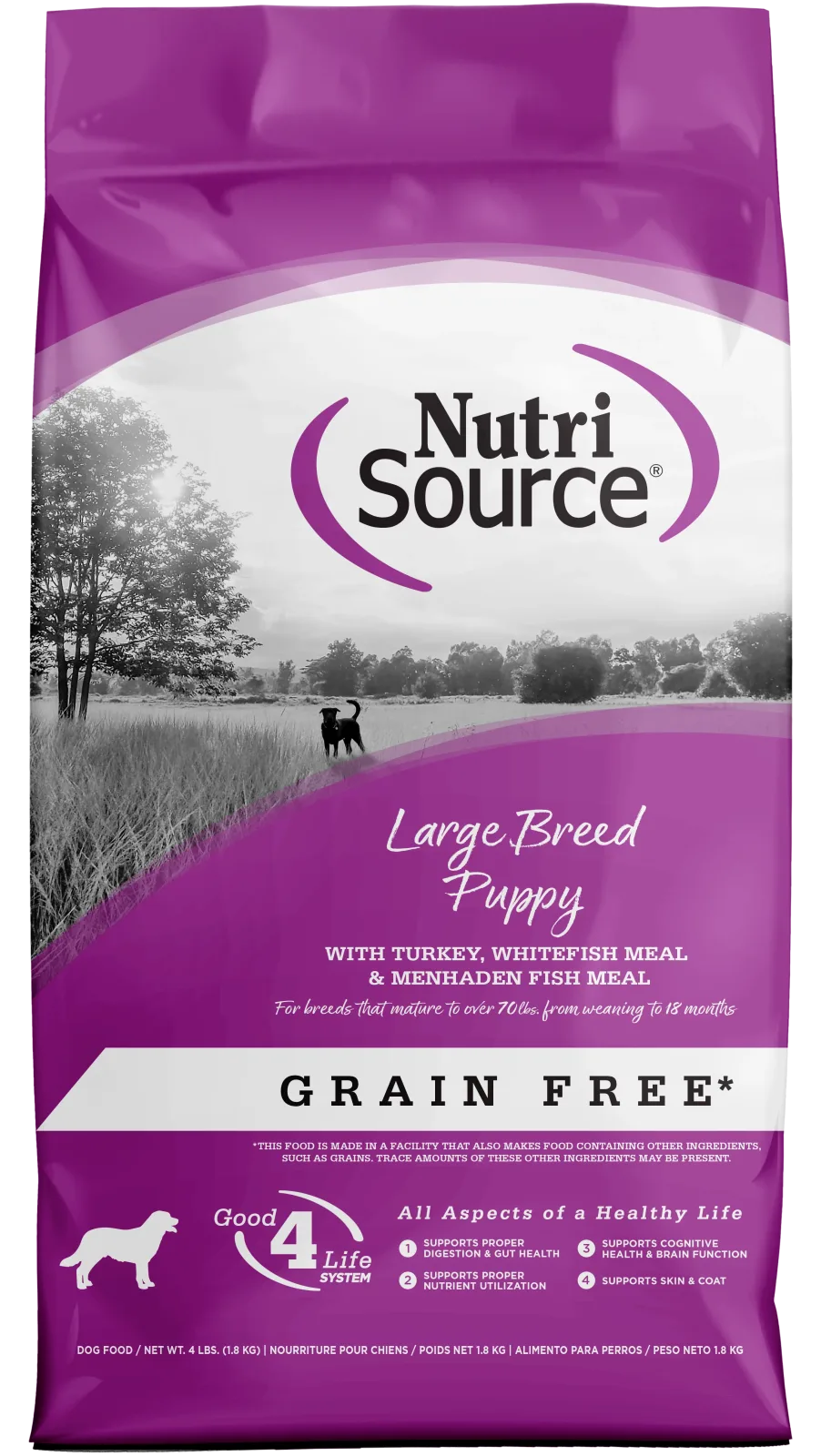 NutriSource Large Breed Puppy Grain Free Dry Dog Food Turkey 4 lb