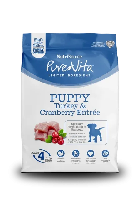 NutriSource Pure Vita LID Dry Puppy Food Turkey & Cranberry 12 lb
