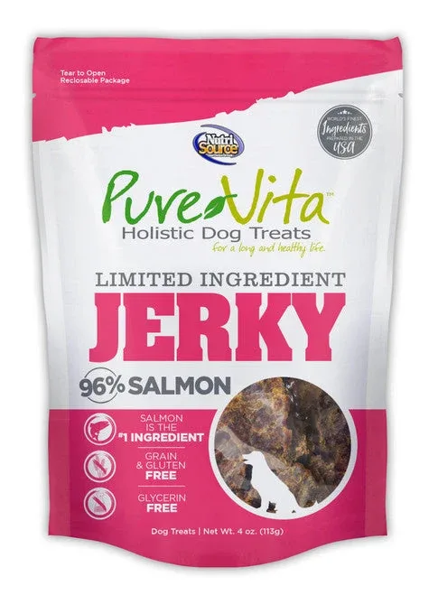 NutriSource Pure Vita Salmon Jerky Treats 4oz {L+1x} 131272 - Image 2