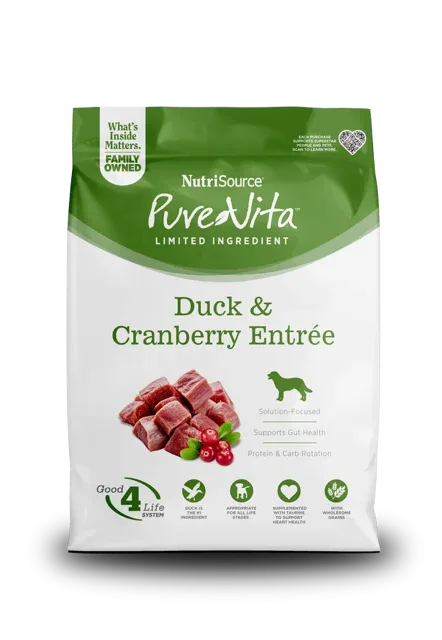 NutriSource PureVita LID Dry Dog Food Duck & Cranberry 25 lb