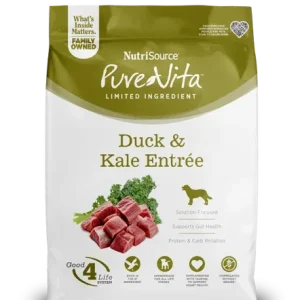NutriSource PureVita LID Dry Dog Food Duck & Kale 12 lb