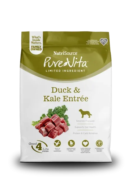 NutriSource PureVita LID Dry Dog Food Duck & Kale 4 lb