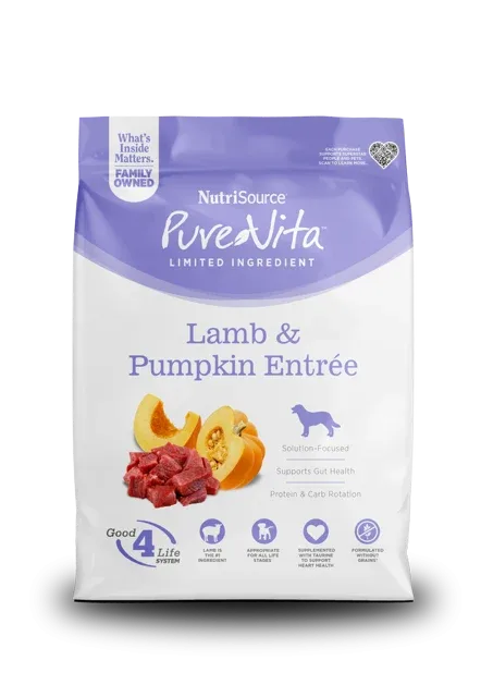 NutriSource PureVita LID Dry Dog Food Lamb & Pumpkin 25 lb