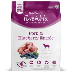 NutriSource PureVita LID Dry Dog Food Pork & Blueberry 25 lb
