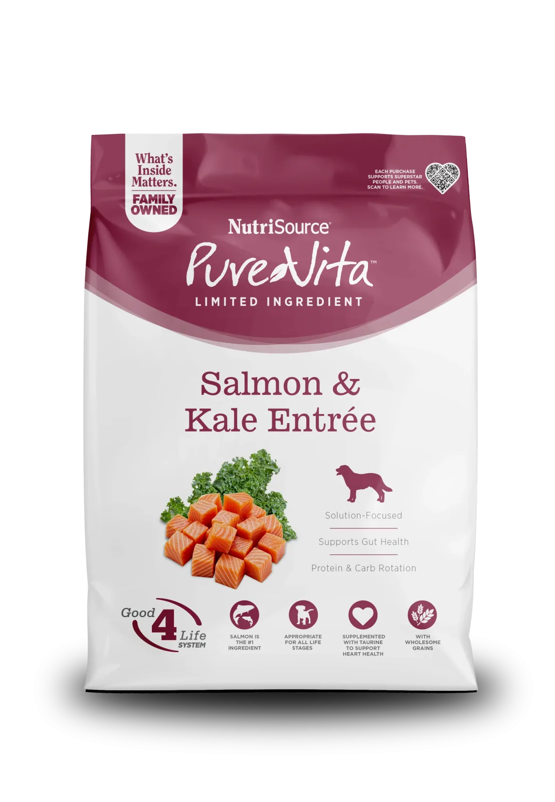 NutriSource PureVita LID Dry Dog Food Salmon & Kale 4 lb