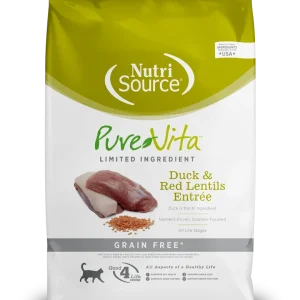 NutriSource PureVita LID Grain Free Dry Cat Food Duck & Red Lentils 12 lb
