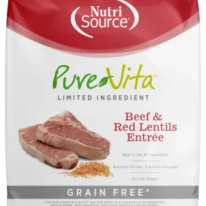NutriSource PureVita LID Grain Free Dry Dog Food Beef & Red Lentils Entrée 12 lb