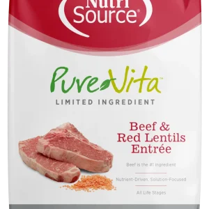 NutriSource PureVita LID Grain Free Dry Dog Food Beef & Red Lentils Entrée 4 lb