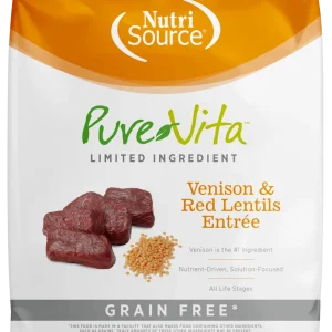NutriSource PureVita LID Grain Free Dry Dog Food Venison & Red Lentils Entrée 12 lb