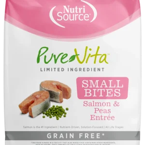 NutriSource PureVita LID Grain Free Small Bites Dry Dog Food Salmon & Peas 12 lb
