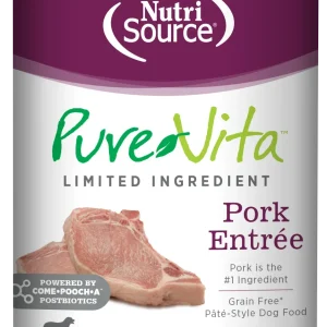 NutriSource PureVita LID Pate Grain Free Wet Dog Food Pork Entrée 12ea/12.3 oz