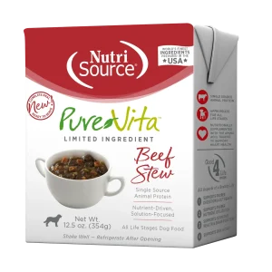 NutriSource PureVita LID Wet Dog Food Beef Stew 12ea/12.5 oz