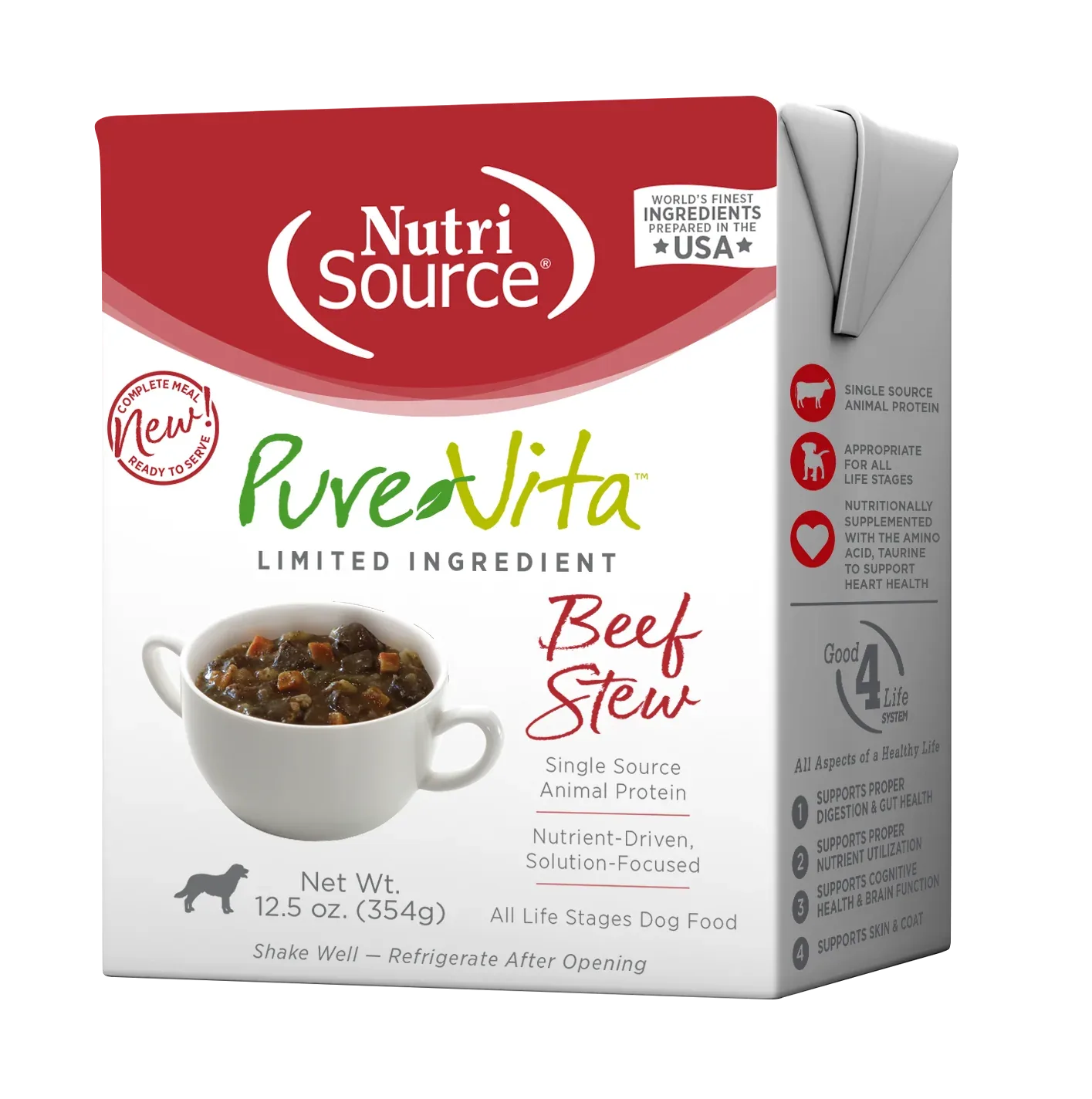 NutriSource PureVita LID Wet Dog Food Beef Stew 12ea/12.5 oz