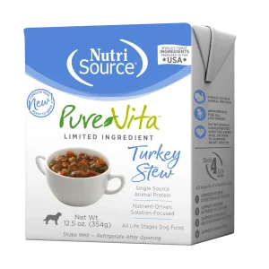 NutriSource PureVita LID Wet Dog Food Turkey Stew 12ea/12.5 oz