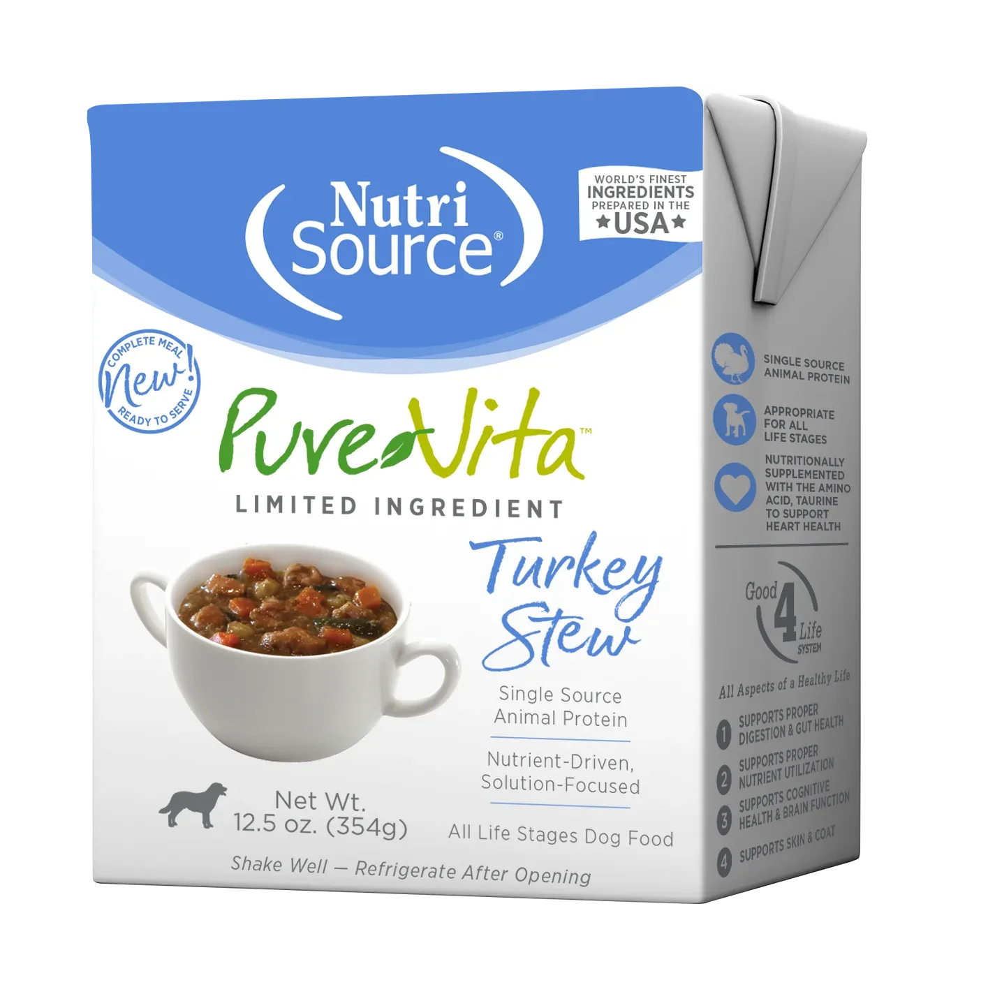 NutriSource PureVita LID Wet Dog Food Turkey Stew 12ea/12.5 oz