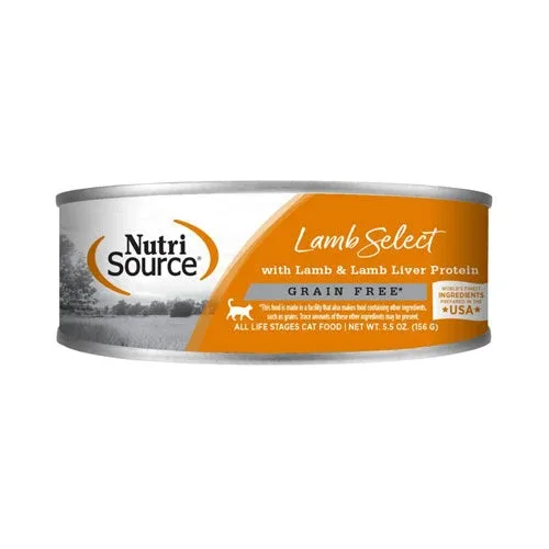 NutriSource Select Recipe Grain-Free Canned Cat Food Lamb Select 5.5 oz