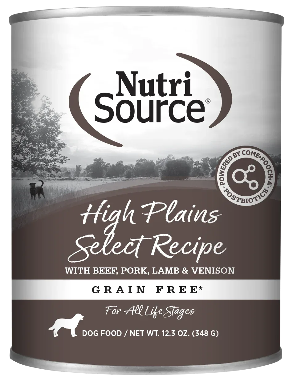 NutriSource Select Recipe Grain Free Canned Dog Food High Plains Select 12ea/12.3 oz