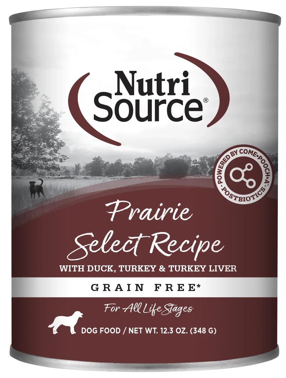 NutriSource Select Recipe Grain Free Canned Dog Food Prarie Select 12ea/12.3 oz