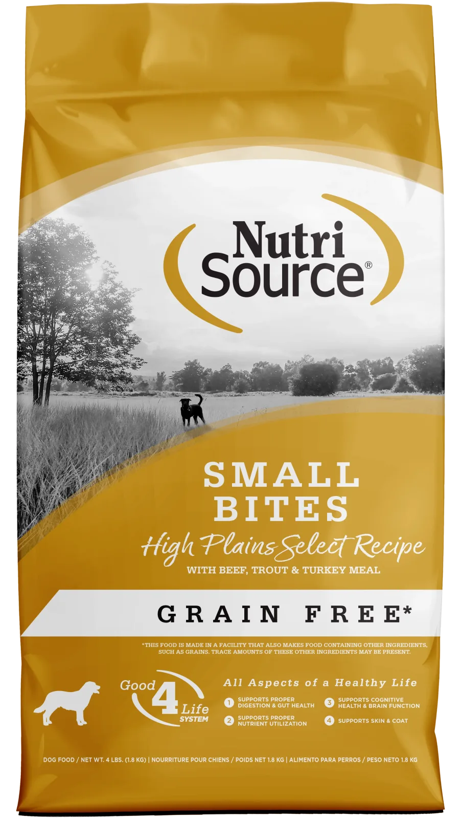 NutriSource Select Recipe Small Bites Grain Free Dry Dog Food High Plains Select 4 lb