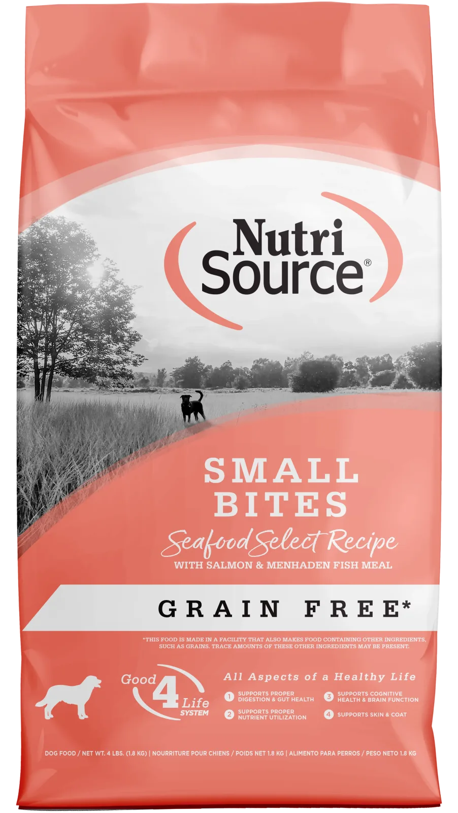 NutriSource Select Recipe Small Bites Grain Free Dry Dog Food Seafood Select 4 lb