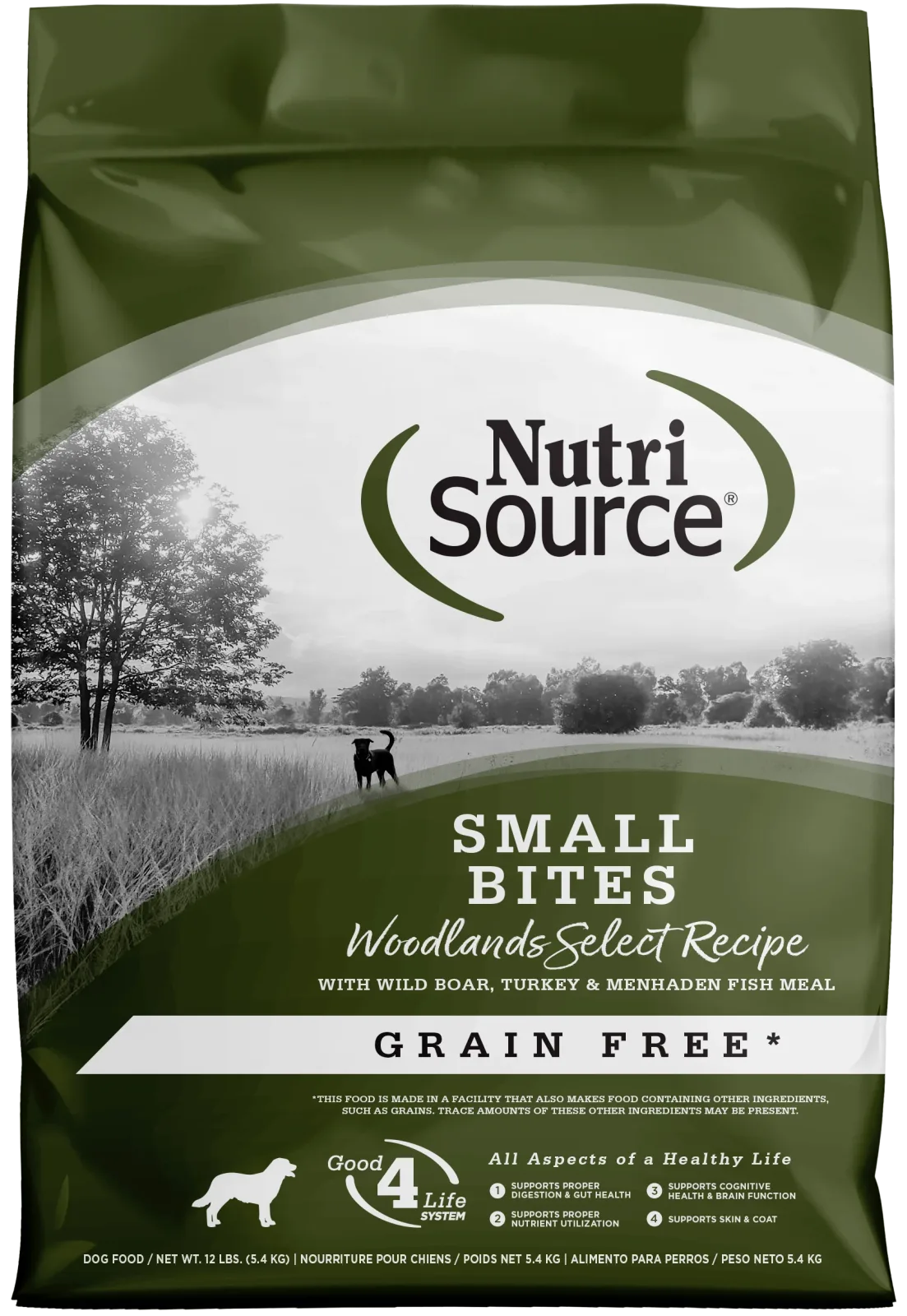 NutriSource Select Recipe Small Bites Grain Free Dry Dog Food Woodlands Select 12 lb