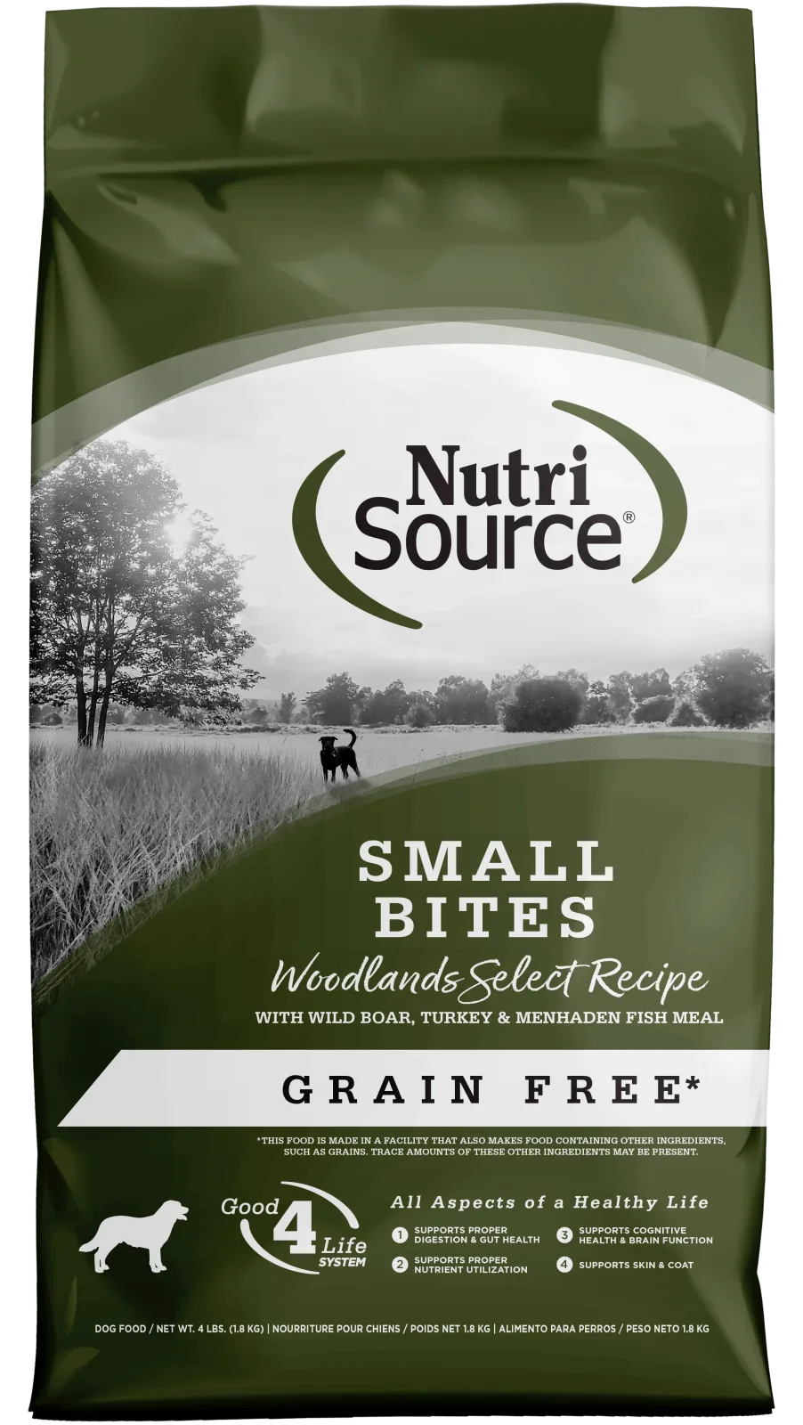 NutriSource Select Recipe Small Bites Grain Free Dry Dog Food Woodlands Select 4 lb