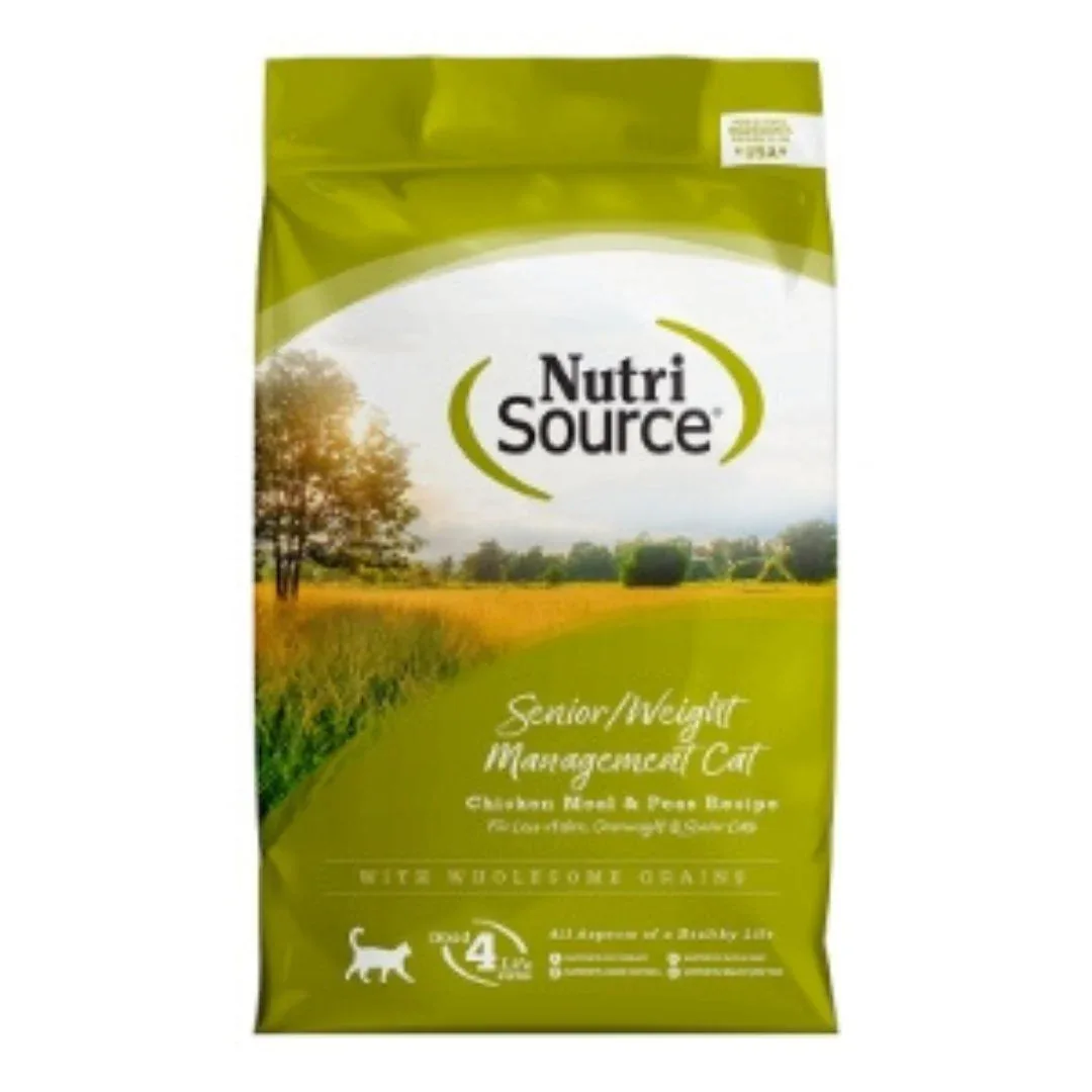 NutriSource Senior Weight Management Dry Cat Food Chicken Meal & Peas 4 lb