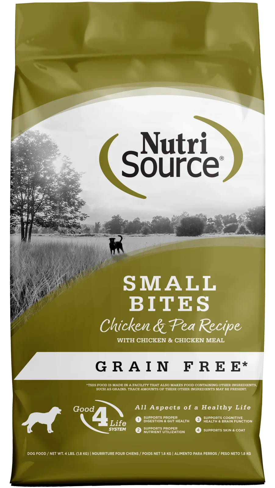 NutriSource Small Bites Grain Free Dry Dog Food Chicken & Peas 4 lb