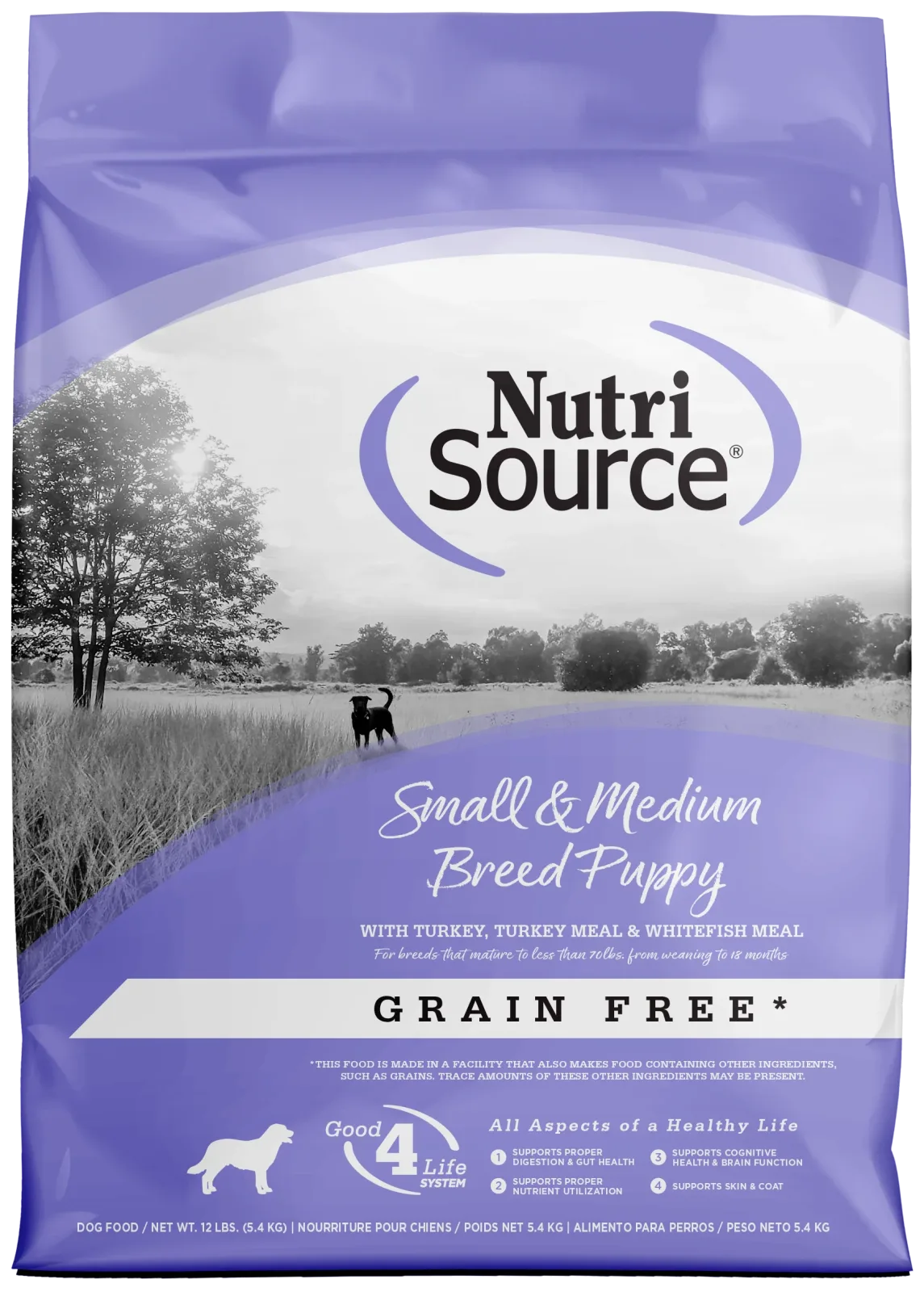 NutriSource Small & Medium Breed Puppy Grain Free Dry Dog Food Turkey 12 lb