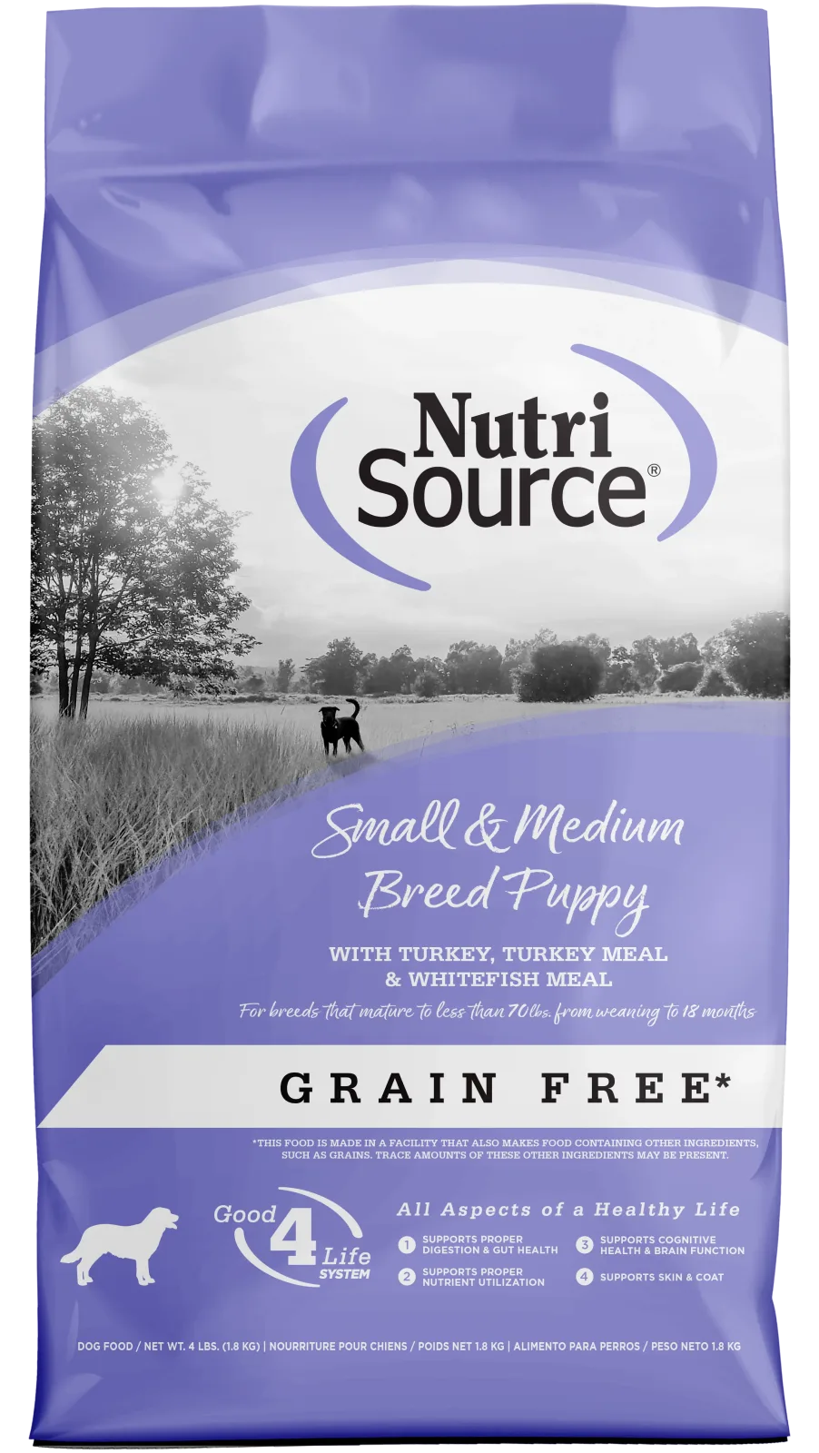 NutriSource Small & Medium Breed Puppy Grain Free Dry Dog Food Turkey 4 lb