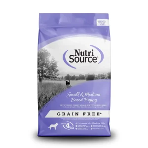 NutriSource Small & Medium Breed Puppy Grain Free Dry Dog Food Turkey & Whitefish 26 lb