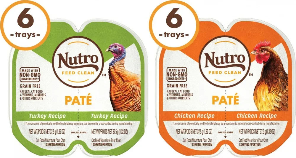 Nutro Perfect Portions Grain Free Turkey Pate and Chicken Pate Wet Cat Food Tray Variety Pack - Image 2