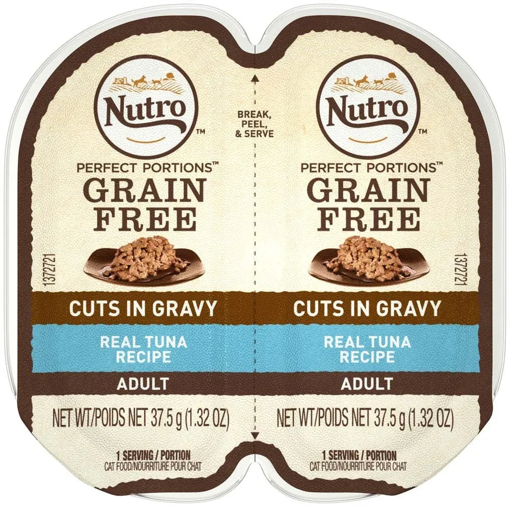 Nutro Products Perfect Portions Grain-Free Cuts in Gravy Adult Wet Cat Food Tuna, 2.6 oz each, Case of 24