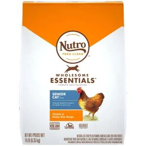 Nutro Wholesome Essentials Healthy Weight Indoor Senior Dry Cat Food - Chicken and Brown Rice, 14 lb Bag