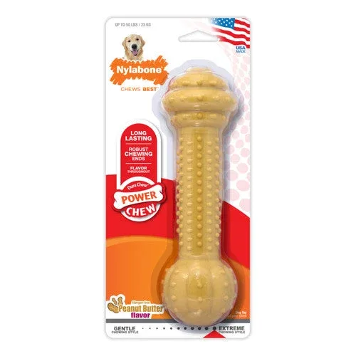 Nylabone Barbell Power Chew Durable Dog Toy Peanut Butter Large/Giant (1 Count) - Image 2