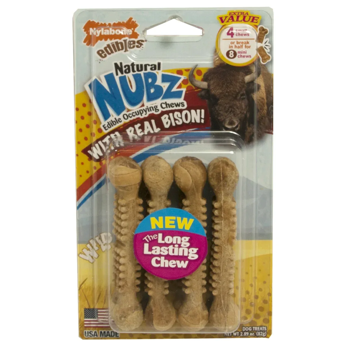 Nylabone Edible Natural Nubz Bison Small 4ct {L-b}181595