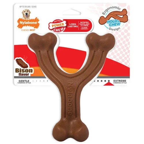 Nylabone Ergonomic Hold & Chew Wishbone Power Chew Durable Dog Toy Bison Large/Giant (1 Count) - Image 2