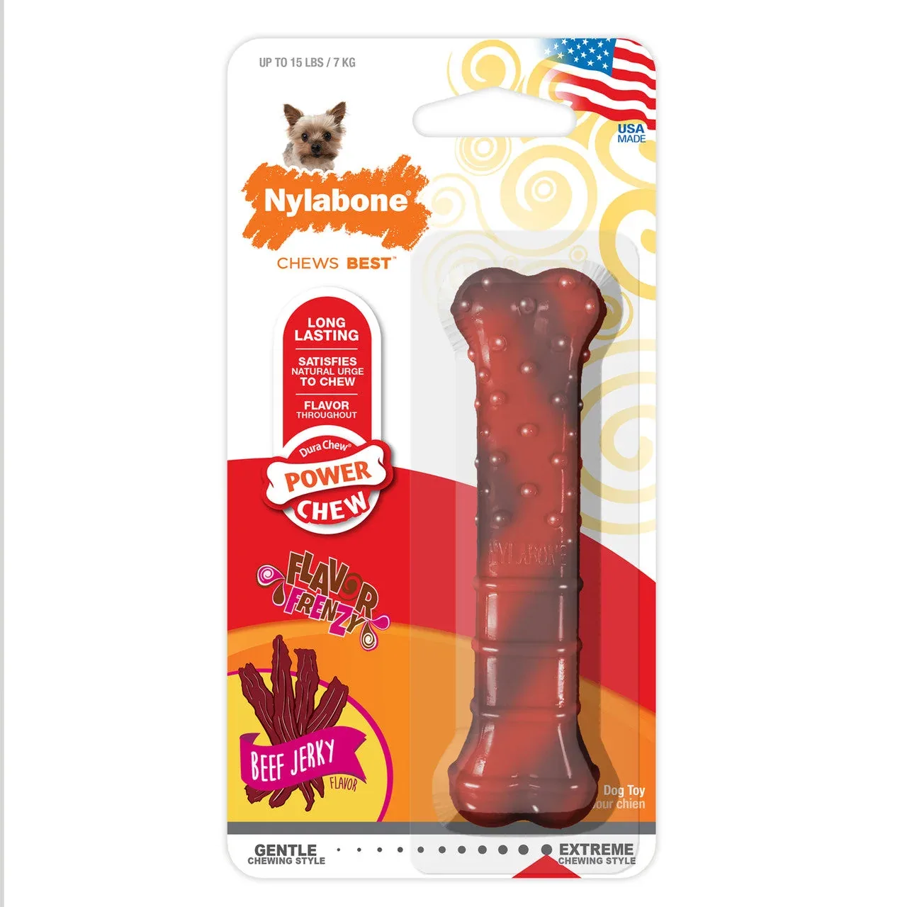 Nylabone Flavor Frenzy Power Chew Dog Toy Beef Jerky X-Small/Petite (1 Count)