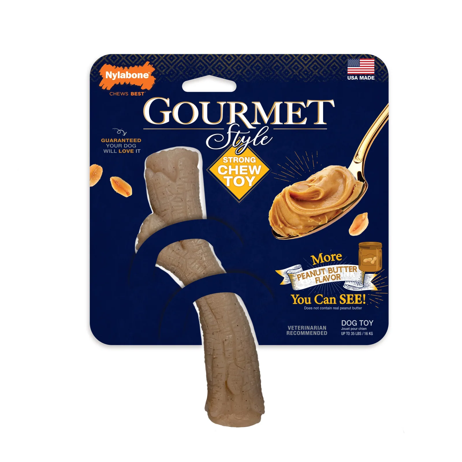 Nylabone Gourmet Style Strong Chew Stick Dog Chew Toy Stick Peanut Butter Medium/Wolf - Up To 35 Lbs. (1 ct)