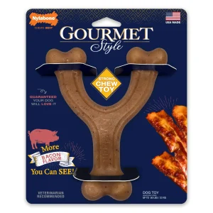 Nylabone Gourmet Style Strong Chew Wishbone Dog Chew Toy Bacon Large/Giant - Up To 50 Lbs. (1 ct)